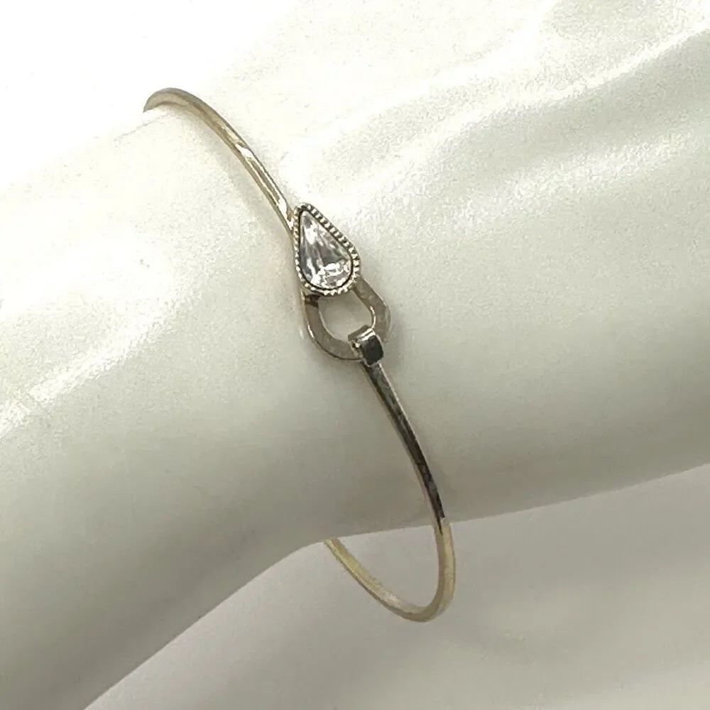 Gold tone rhinestone bangle bracelet